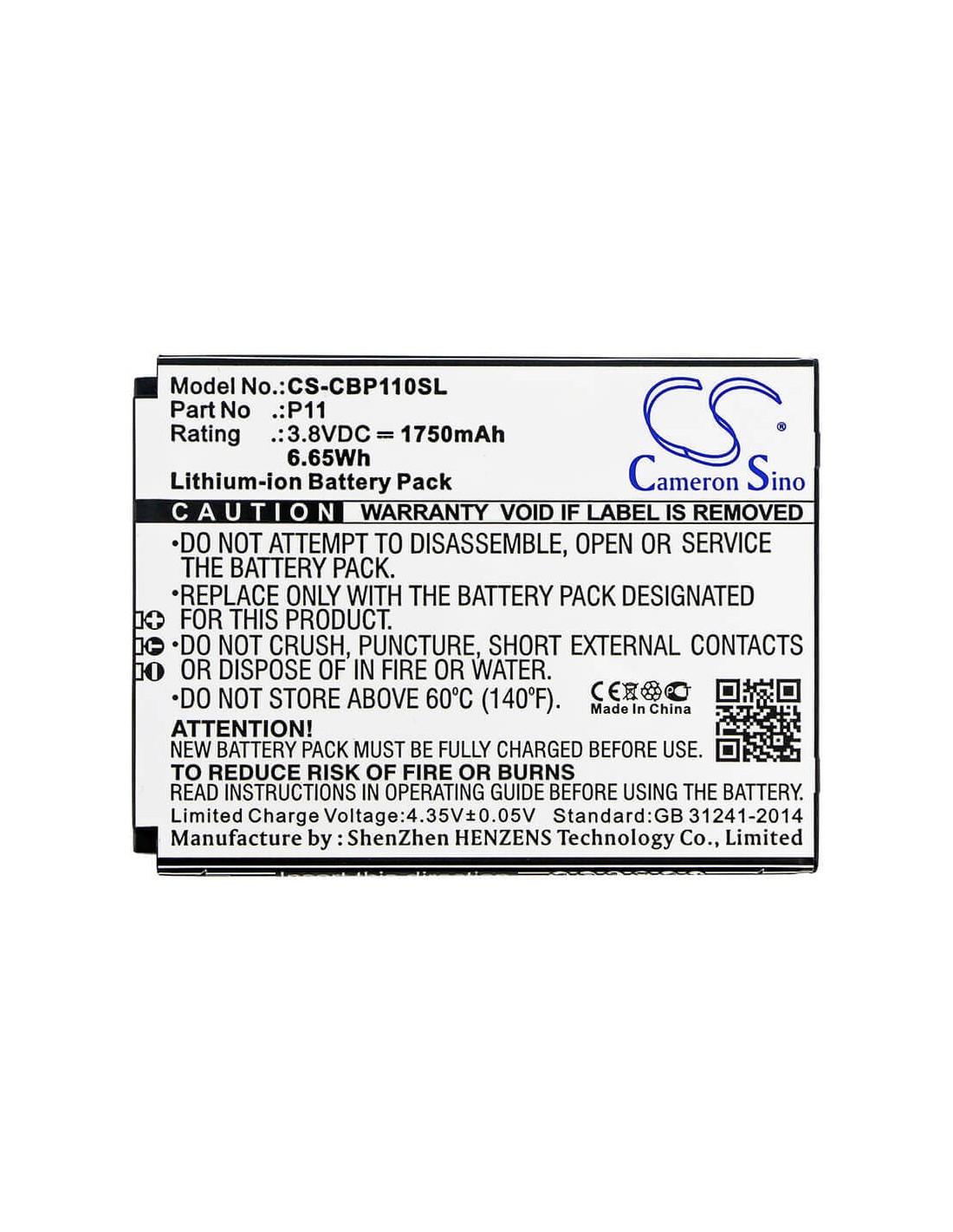 Battery for Cubot, P11 3.8V, 2000mAh - 7.60Wh