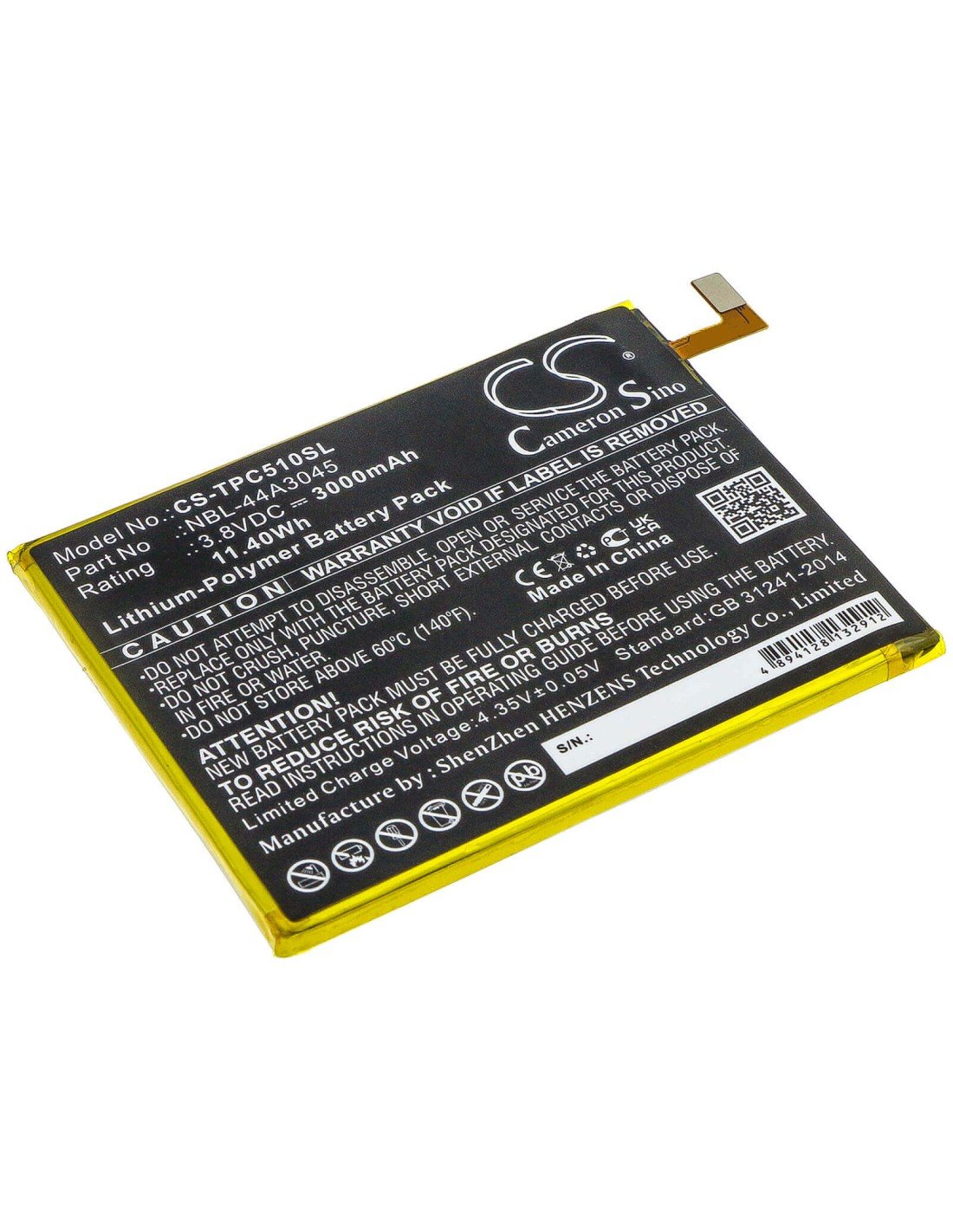 Battery for Tp-link, C5 Max, Neffos C5 Max, Tp702a 3.8V, 3000mAh - 11.40Wh
