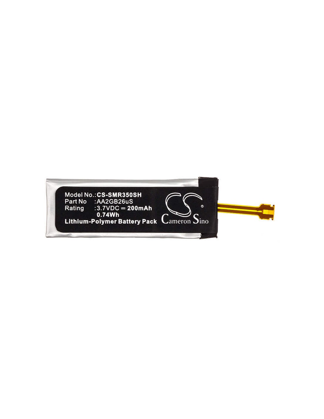 Battery for Samsung, Galaxy Gear Fit R350, Gear Fit, Sm-r350 3.7V, 200mAh - 0.74Wh
