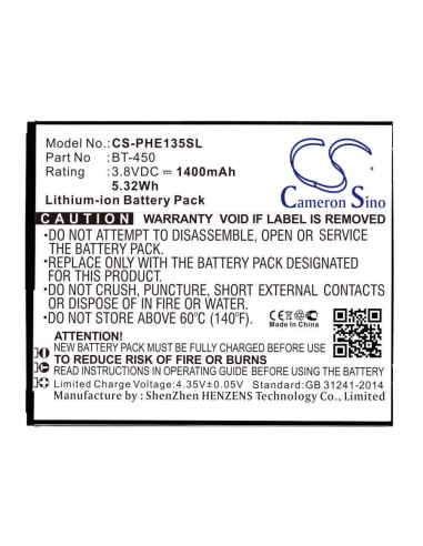 Battery for Philips, E135x, Xenium E135x 3.7V, 1100mAh - 4.07Wh