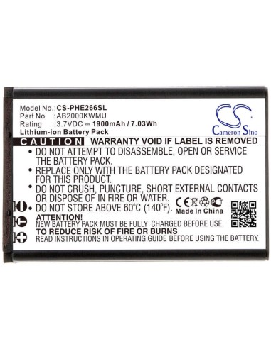 Battery for Philips, Cte266w, Xenium E266w 3.7V, 1900mAh - 7.03Wh