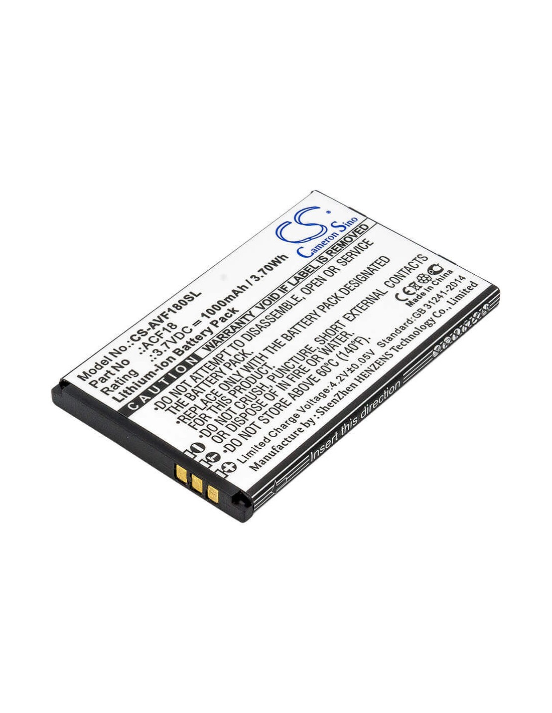 Battery for Archos, F18 3.7V, 1000mAh - 3.70Wh