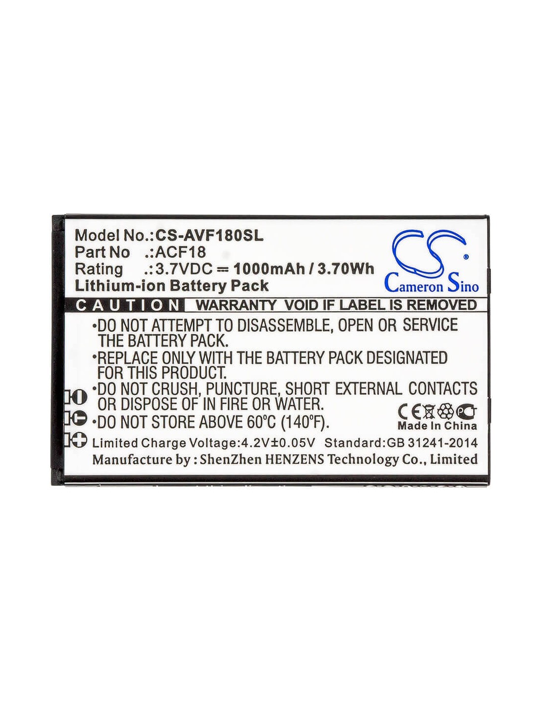 Battery for Archos, F18 3.7V, 1000mAh - 3.70Wh