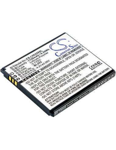 Battery for Lenovo, A2580, A2860 3.7V, 1700mAh - 6.29Wh