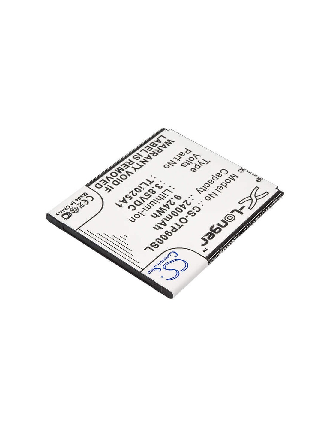 Battery for Alcatel, One Touch Pixi 4 6", One Touch Pixi 4 6.0 3.85V, 2400mAh - 9.24Wh