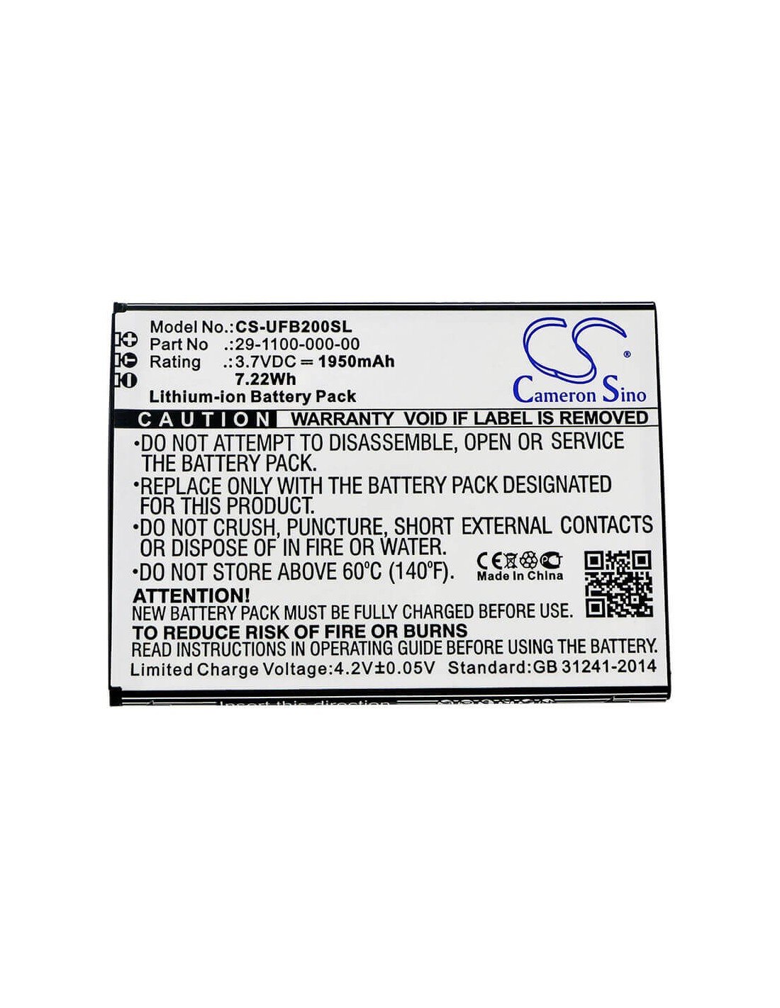 Battery for Ulefone, Be Touch, Be Touch 2, Be Touch 3 3.7V, 1950mAh - 7.22Wh