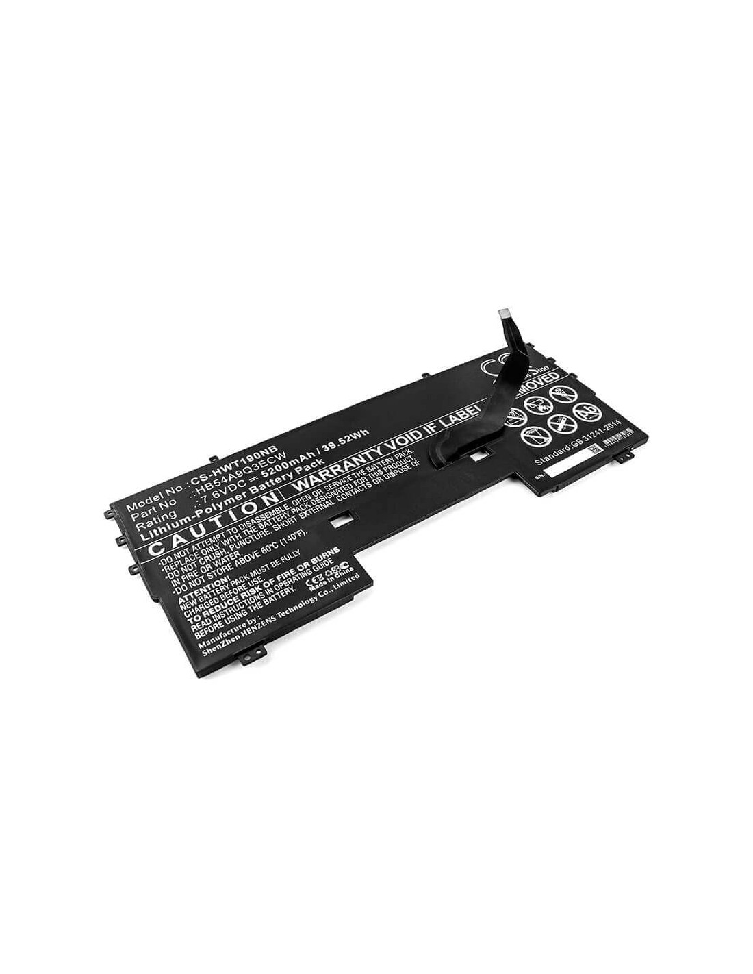 Battery for Huawei, Matebook X, Wt-w09, Wt-w19 7.6V, 5200mAh - 39.52Wh