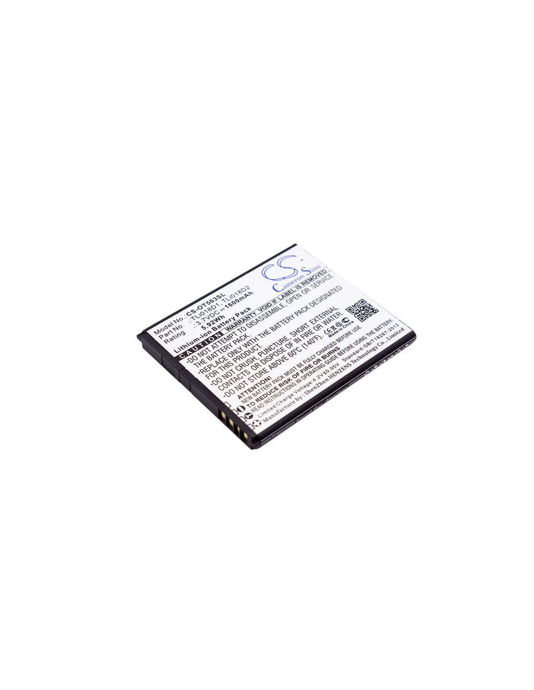 Battery for Alcatel One Touch Link Y858, One Touch Link Y858v 3.7V, 1600mAh - 5.92Wh