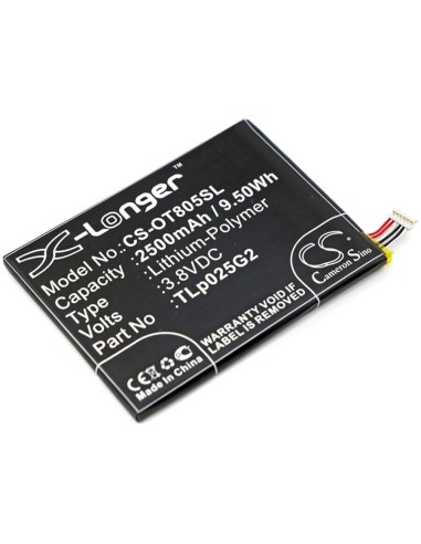 Battery for Alcatel One Touch Pixi 4 7.0, One Touch Pixi 4 7.0 3g, Ot-9003a 3.8V, 2500mAh - 9.50Wh