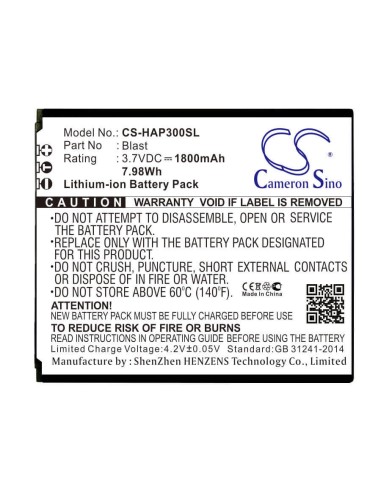 Battery for Highscreen Blast 3.7V, 1800mAh - 6.66Wh