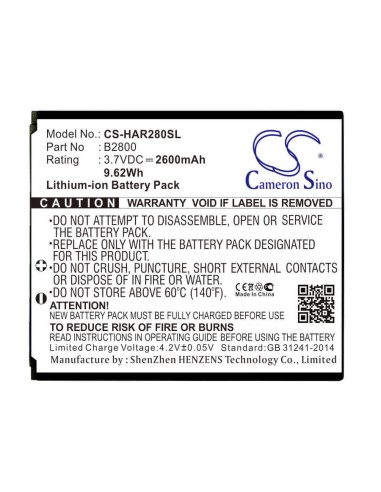 Battery for Highscreen Omega Prime Xl 3.7V, 2600mAh - 9.62Wh