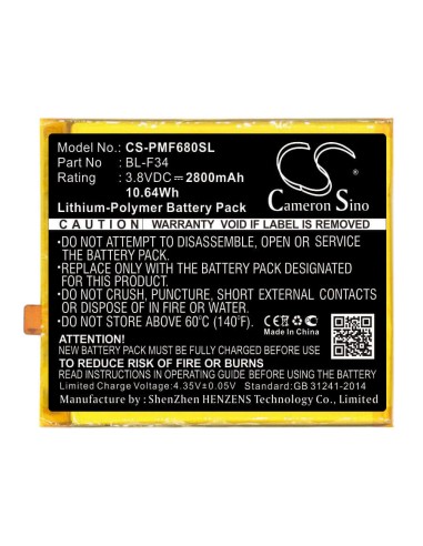 Battery for Phicomm Freecomm 2s, F680l 3.8V, 2800mAh - 10.64Wh