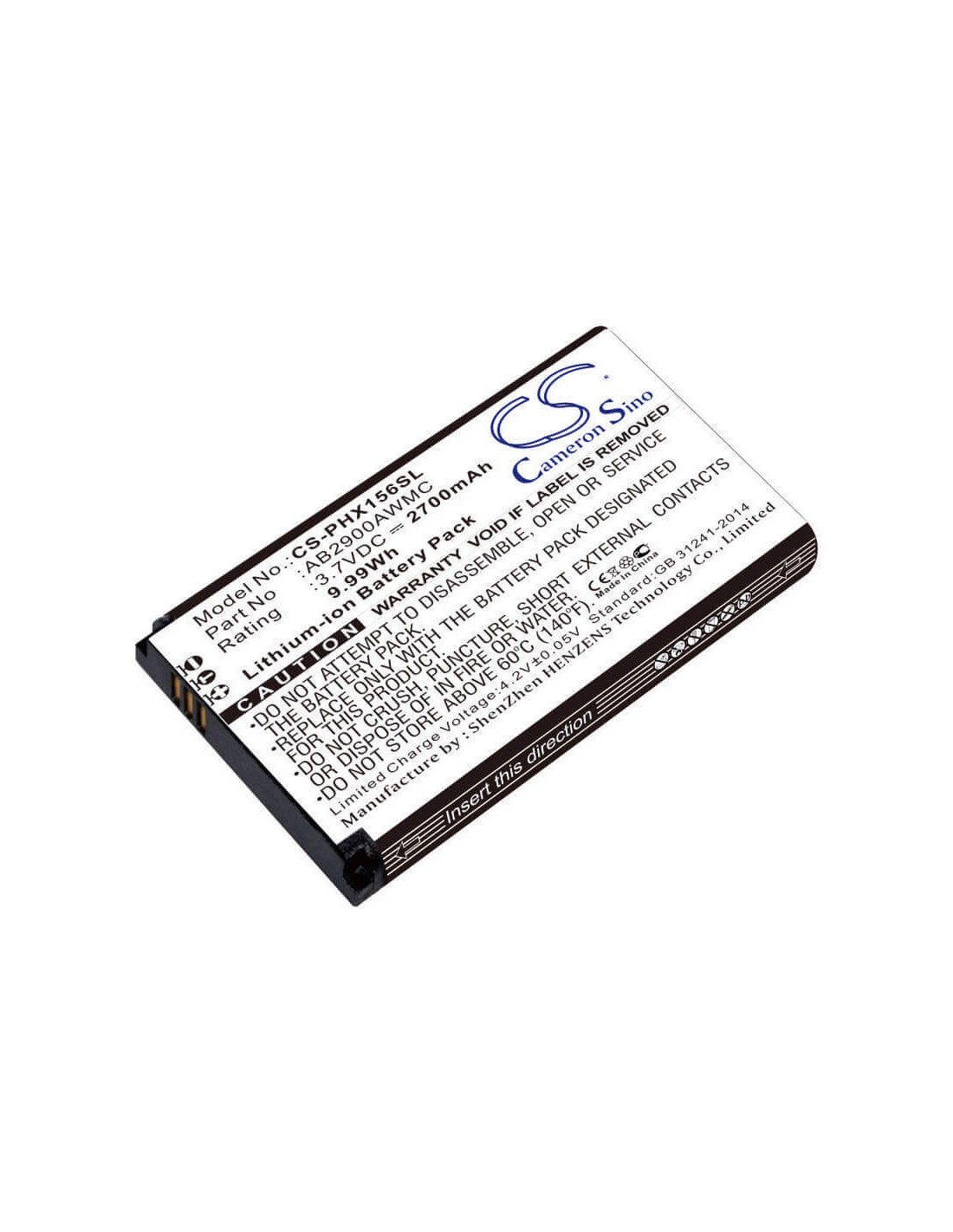 Battery for Philips Xenium X1560, Xenium X5500, X1560 3.7V, 2700mAh - 9.99Wh