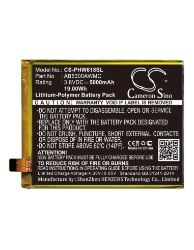Battery for Philips Xenium W6618 3.8V, 5000mAh - 19.00Wh