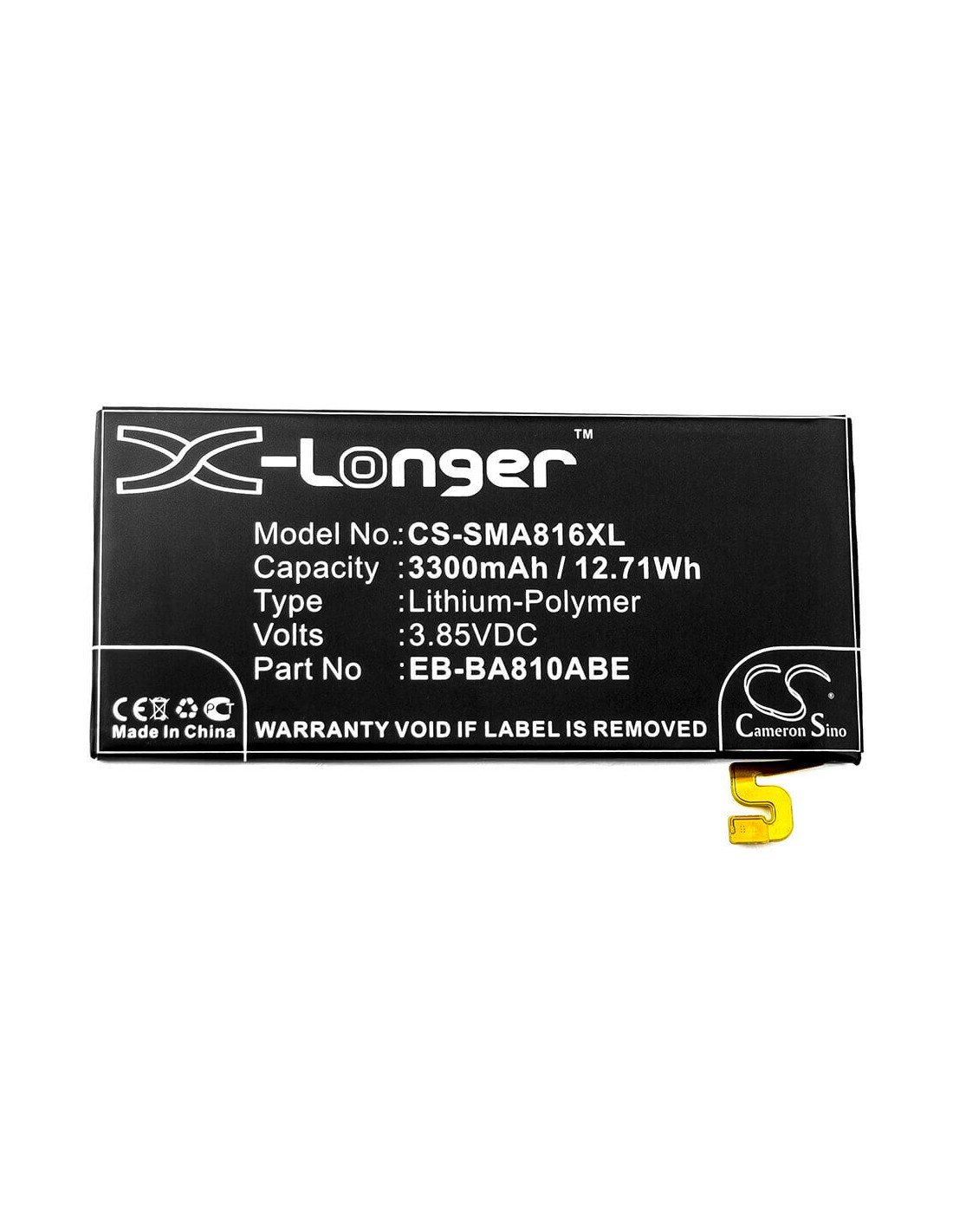 Battery for Samsung Galaxy A8 2016, Sm-a810f/ds, Galaxy A8 2016 Duos Td-lte 3.85V, 3300mAh - 12.71Wh