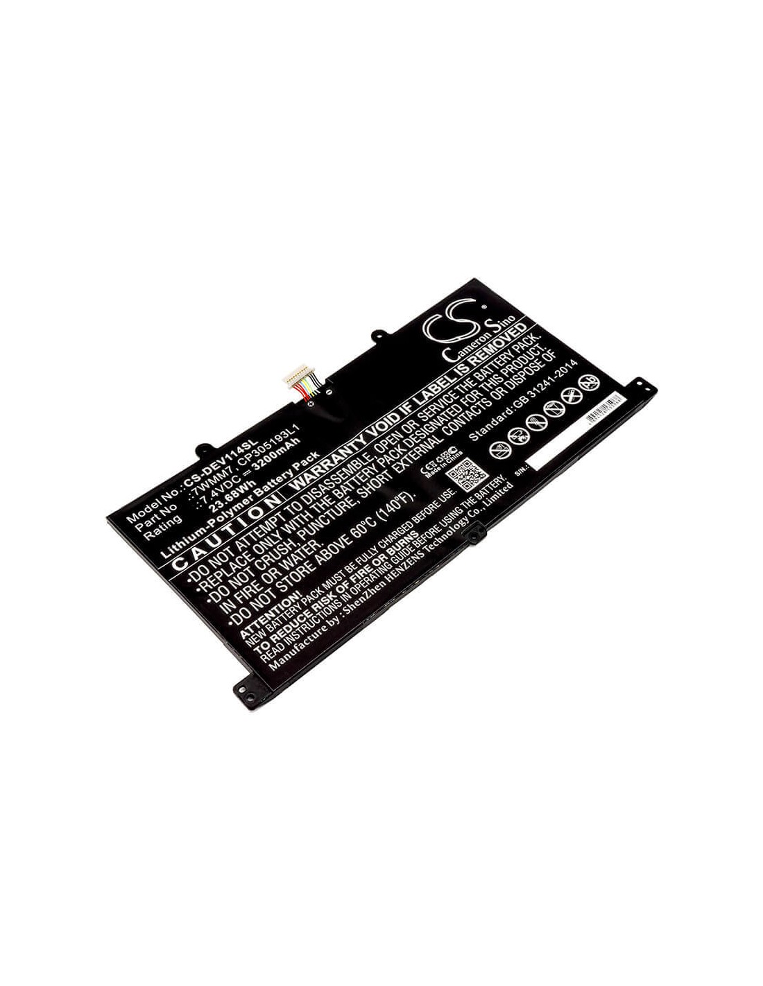 Battery for Dell Venue 11 Pro Keyboard Dock, D1r74, Cfc6c 7.4V, 3200mAh - 23.68Wh