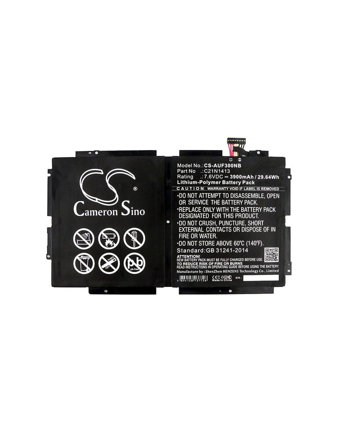 Battery for Asus, T300fa-dh12, T300fa-dh12t-ca, T300fa-fe001h 7.6V, 3900mAh - 29.64Wh