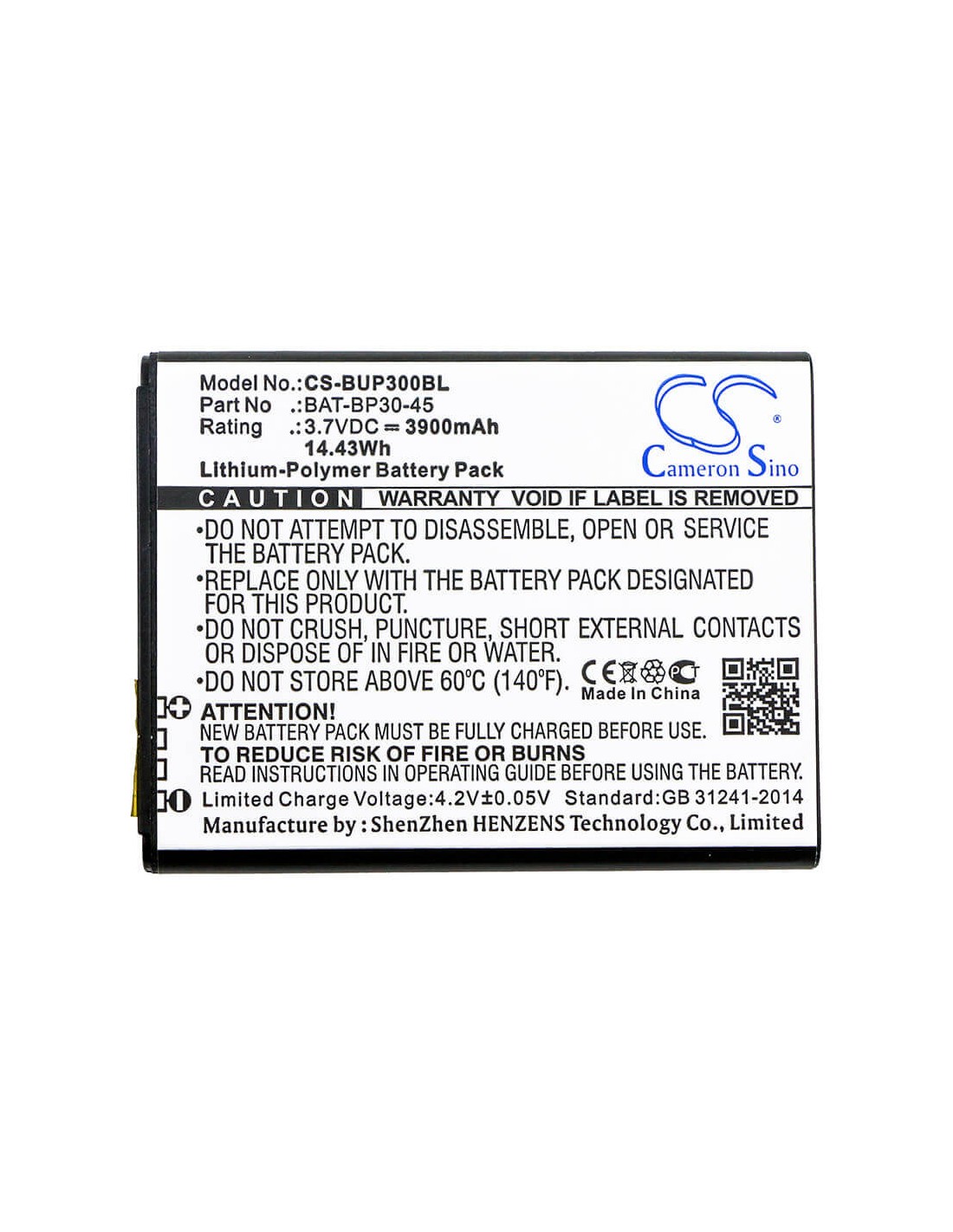 Battery for Bluebird, Bp30 3.7V, 3900mAh - 14.43Wh