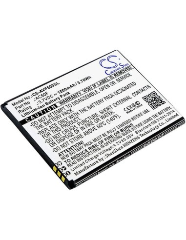 Battery for Archos, 50f Neon, 3.7V, 1000mAh - 3.70Wh