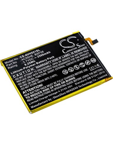 Battery for Archos, 55 Helium Ultra, A55 Helium, 3.7V, 2500mAh - 9.25Wh