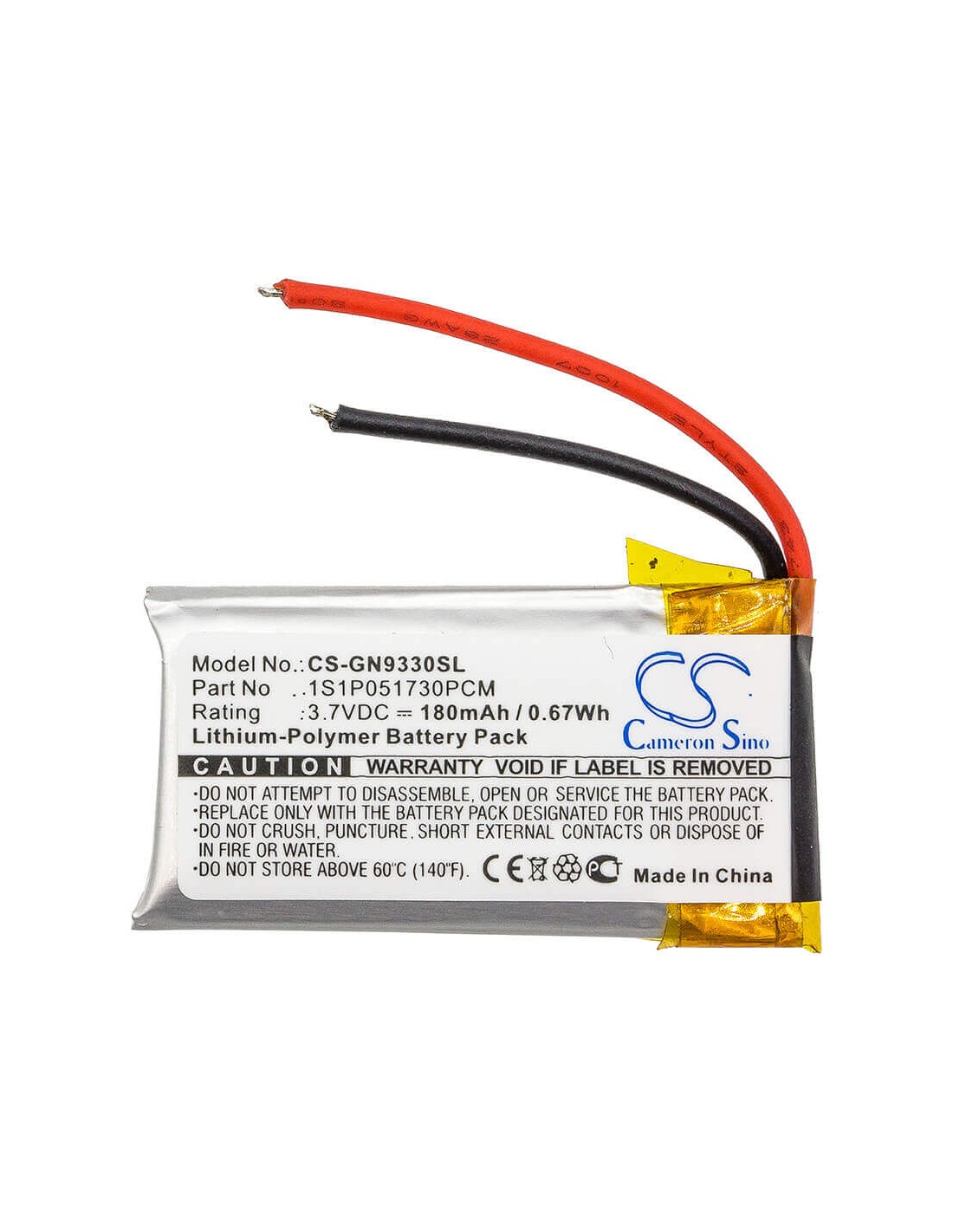 Battery for Gn, Gn9330, Netcom 9330, 3.7V, 180mAh - 0.67Wh