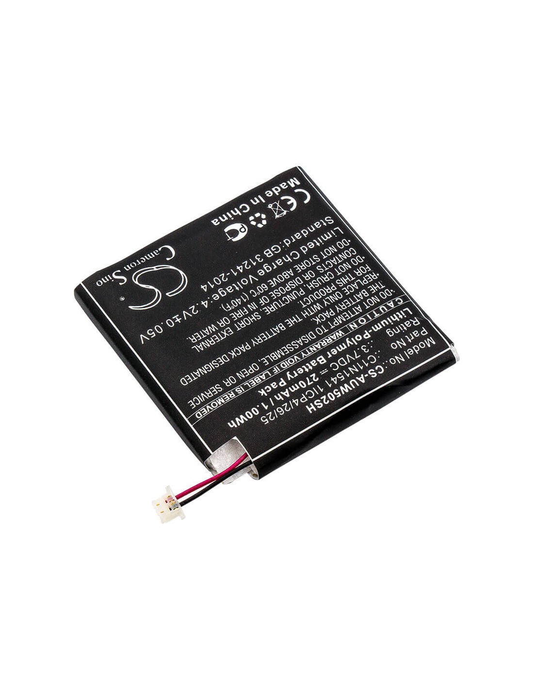 Battery for Asus, W1502qf, Zenwatch 2, 3.7V, 270mAh - 1.00Wh