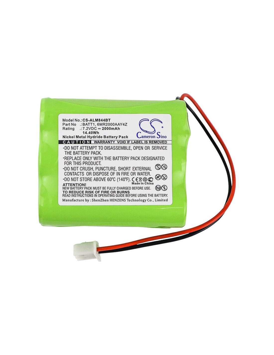 Battery for 6mr2000aay42, Go Control Panels 7.2V, 2000mAh - 14.40Wh