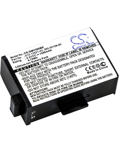 Battery for Garmin, Virb 360 3.8V, 1250mAh - 4.75Wh