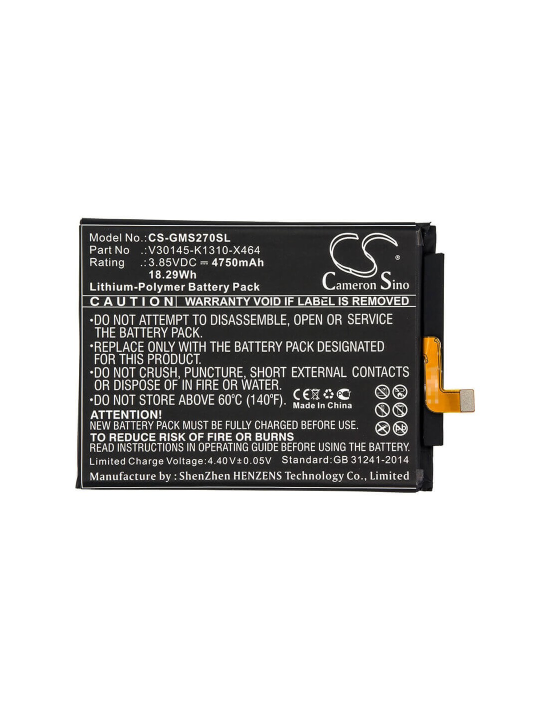 Battery for Gigaset, Gs270 3.85V, 4750mAh - 2.59Wh