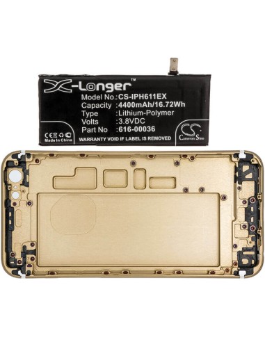 Super Extended Battery for Apple, A1633, A1688, A1691, A1700 3.8V, 4400mAh - 16.72Wh