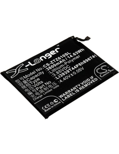 Battery for Zte, Blade Max View, Blade Max View Lte, Z610dl, 3.85V, 3800mAh - 14.63Wh