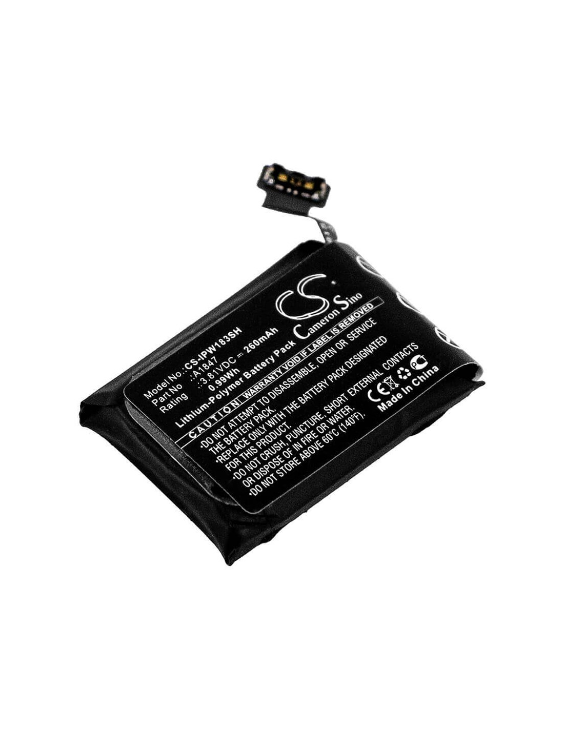 Battery for Apple, A1860, Watch Series 3 38mm 3.81V, 260mAh - 0.99Wh