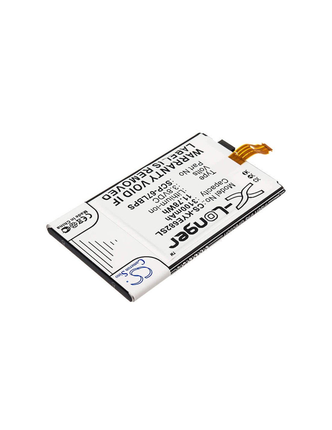Battery for Kyocera, Duraforce Pro, E6810 3.8V, 3100mAh - 11.78Wh