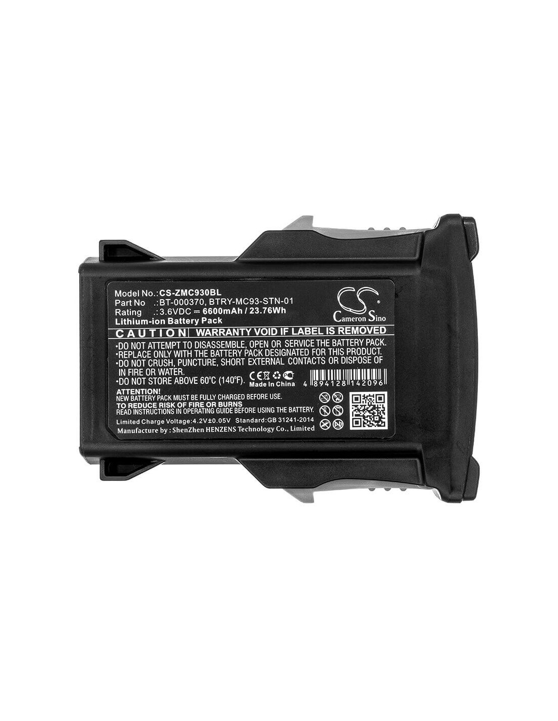 Battery for Zebra, Mc93, Mc9300 3.6V, 6600mAh - 23.76Wh