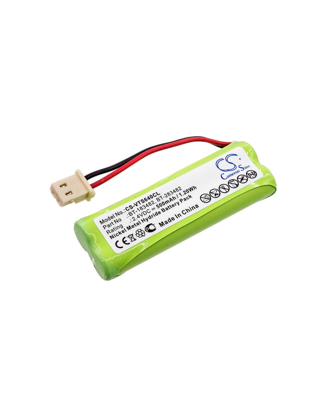Battery for V Tech, 89134801, Cs6114 2.4V, 500mAh - 1.20Wh