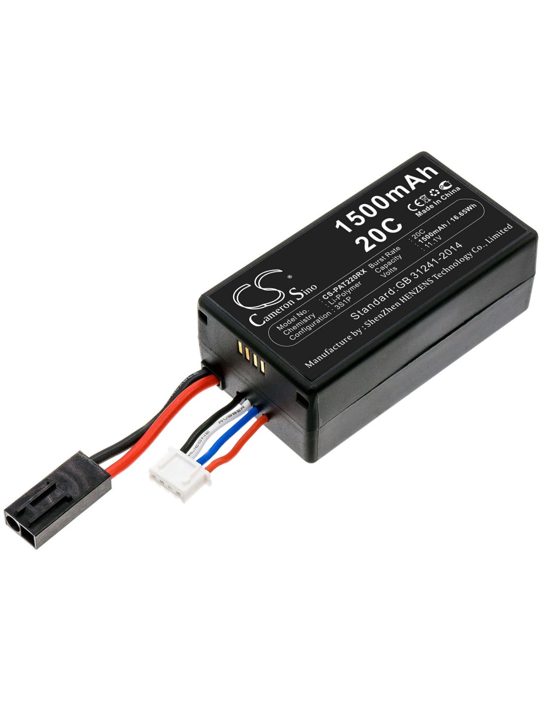 Battery for Parrot, Ar.drone 2.0, Note: Double Plug 11.1V, 1500mAh - 16.65Wh