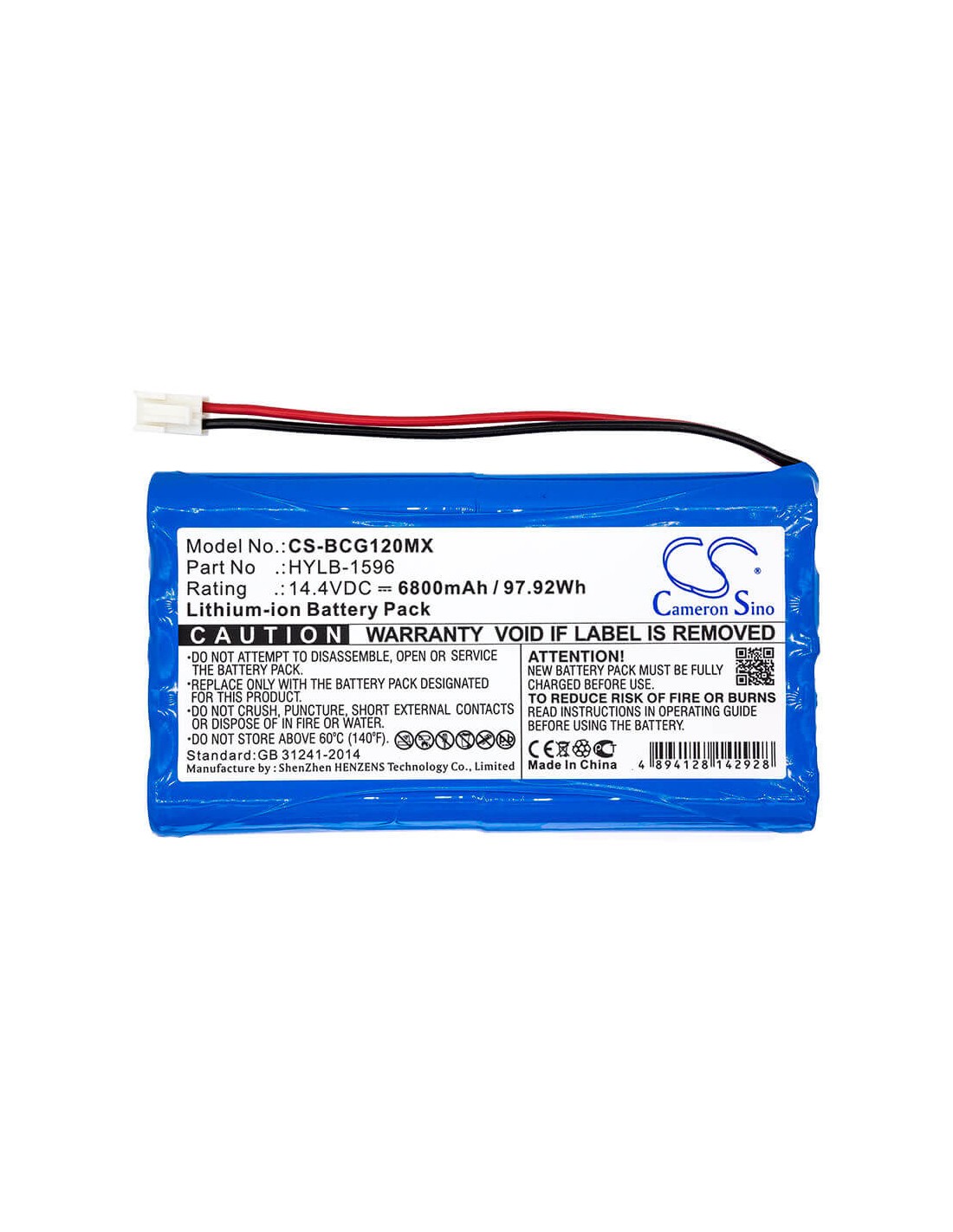 Battery for Biocare, Ie12, Ie12a 14.4V, 6800mAh - 97.92Wh