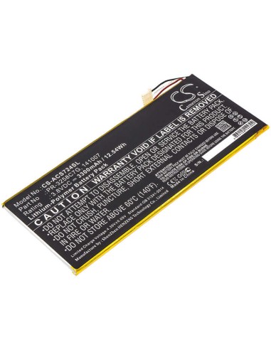 Battery for Acer, A1-734, Iconia Talk S 3.8V, 3300mAh - 12.54Wh