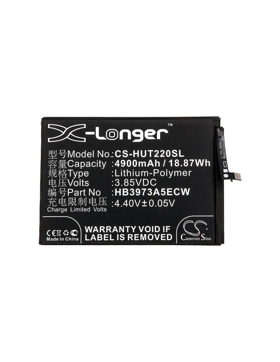 Battery for Honor, Note 10, Rvl-al09, Huawei 3.85V, 4900mAh - 18.87Wh