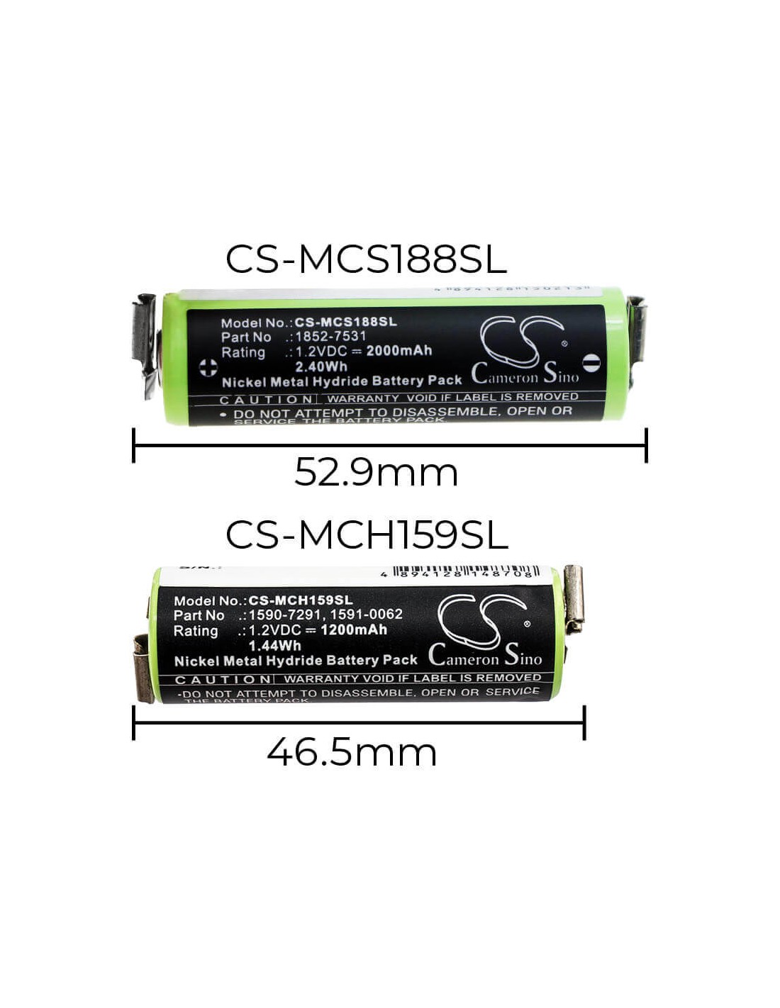 Battery for Moser, Chromini 1591, Chromini 1591b, Chromini 1591q 1.2V, 1200mAh - 1.44Wh