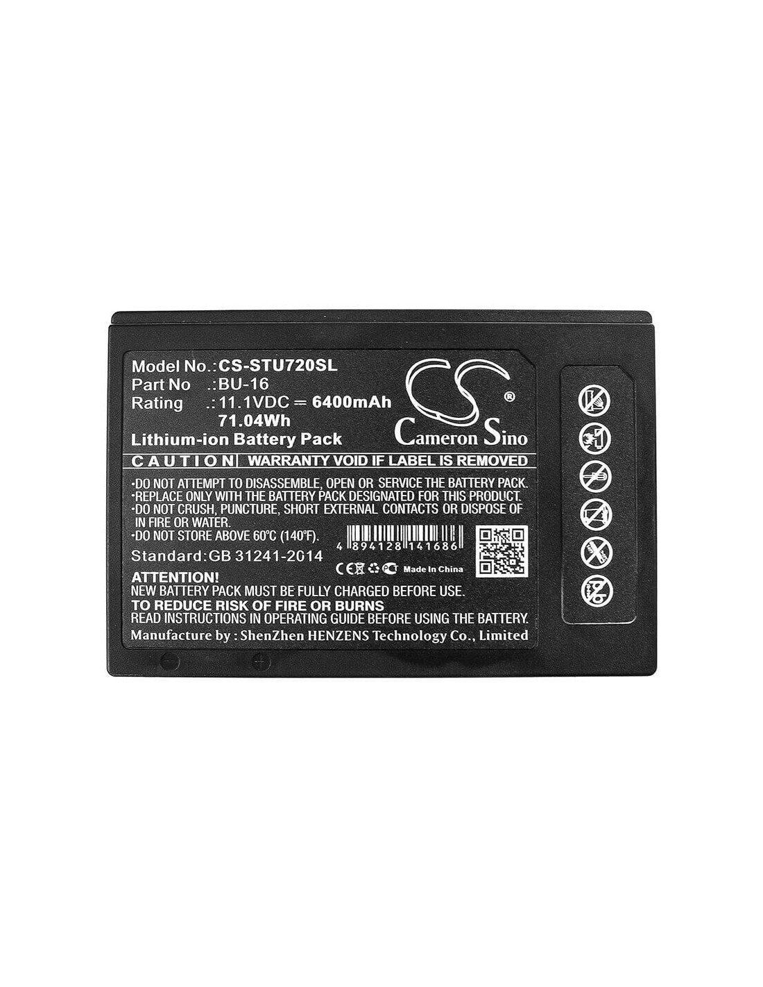 Battery for Sumitomo, Type-72, Type-82, Type-q102 11.1V, 6400mAh - 71.04Wh