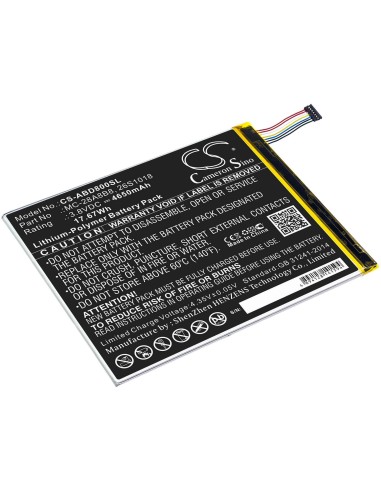 Battery for Amazon, Kindle Fire Hd 8, Pr53dc, 3.8V, 4650mAh - 17.67Wh
