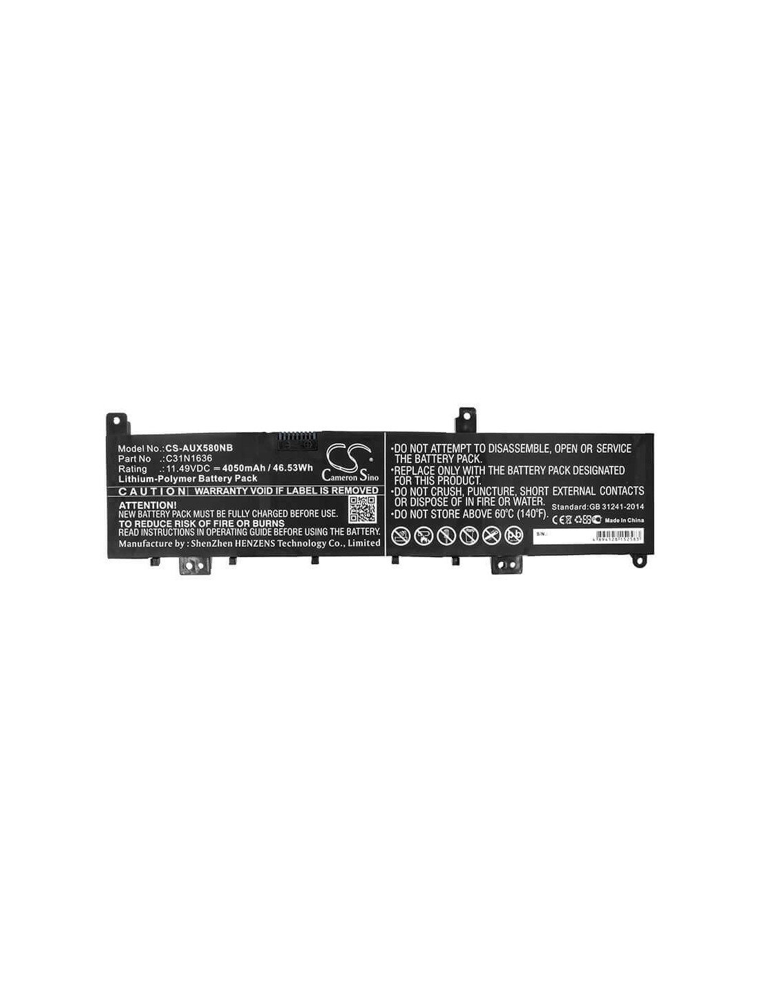 Battery for Asus, N580, N580gd, N580gd-db74 11.49V, 4050mAh - 46.53Wh