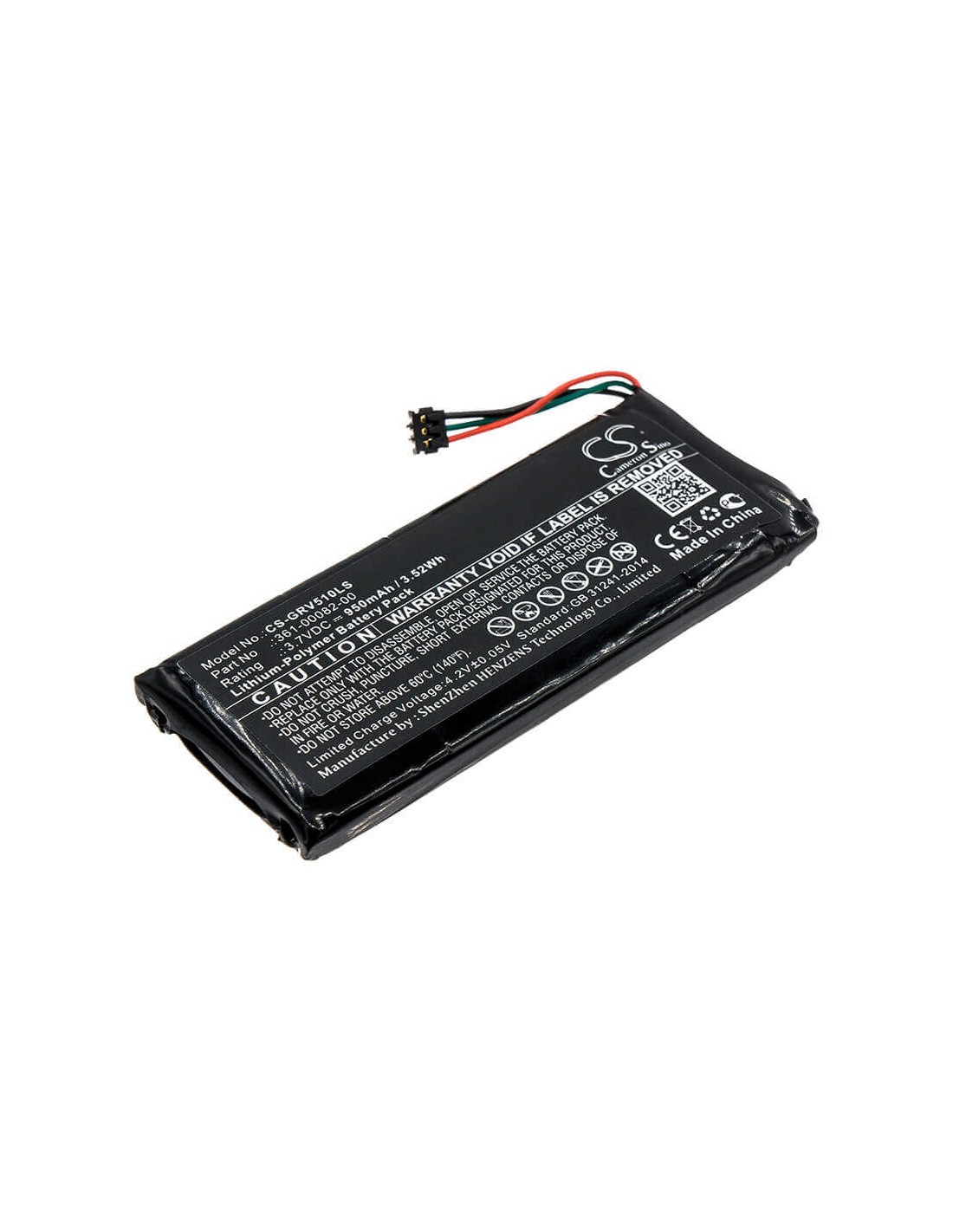 Battery for Garmin, 010-01951-00, Rtl510, Varia Rtl501 3.7V, 950mAh - 3.52Wh