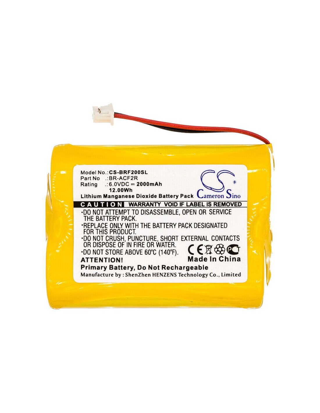 Battery for Panasonic, Br-acf2r, Note, Primary Battery 6V, 2000mAh - 12.00Wh