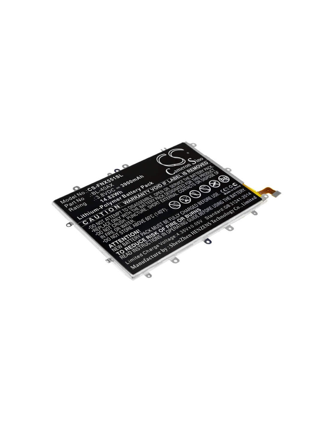 Battery for Infinix, Hot Note, X551 3.8V, 3900mAh - 14.82Wh