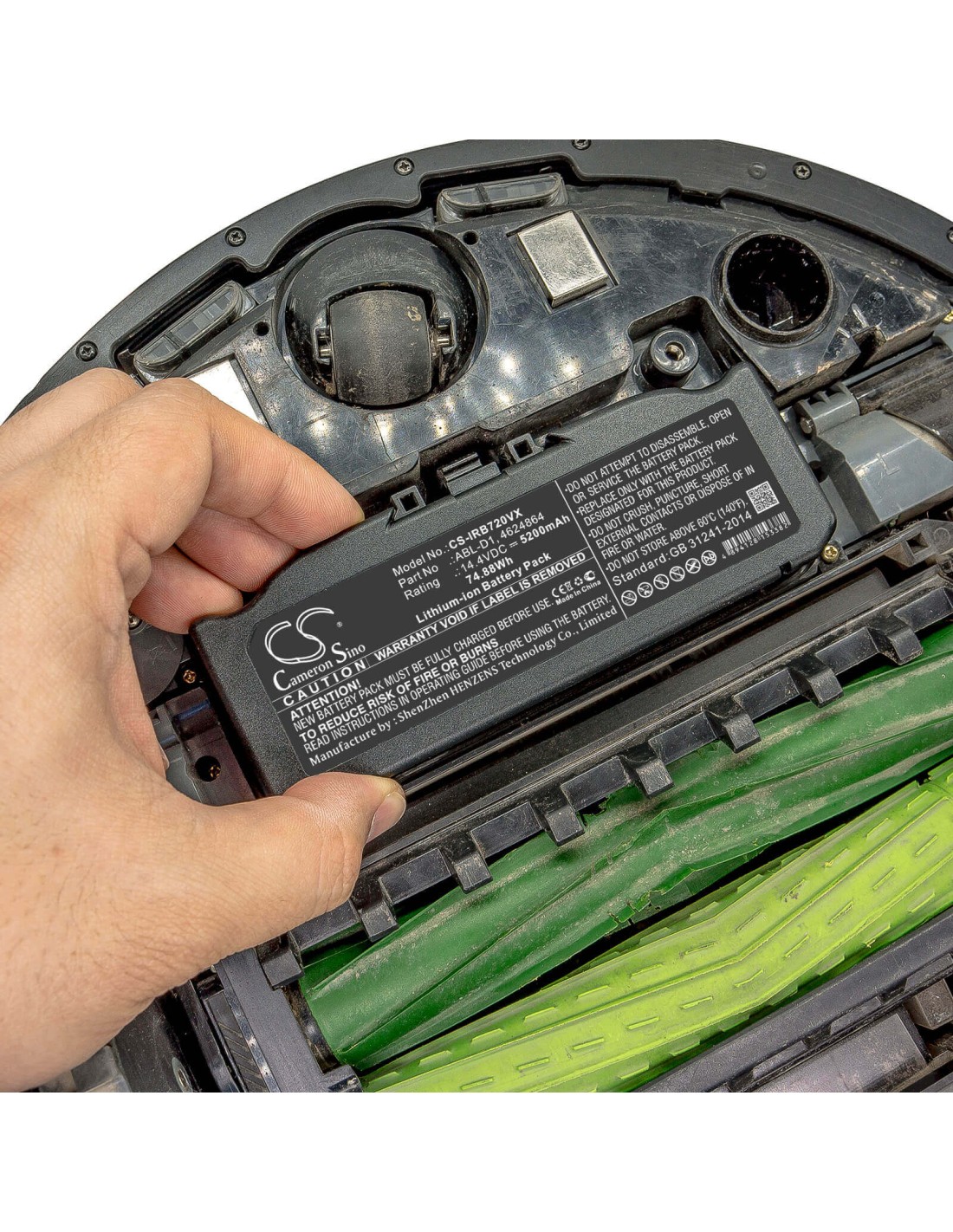 Extended Battery for iRobot Roomba e5 i7 Roomba i7 i7+ 14.4V, 5200mAh - 74.88Wh
