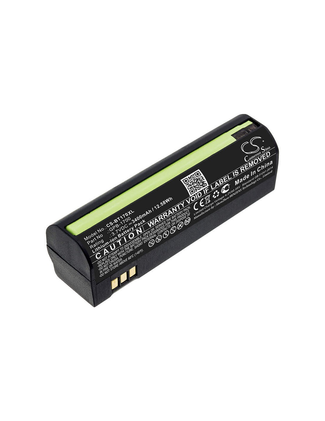 Battery for Globalsat, Gsp-1700, 3.7V, 3400mAh - 12.58Wh