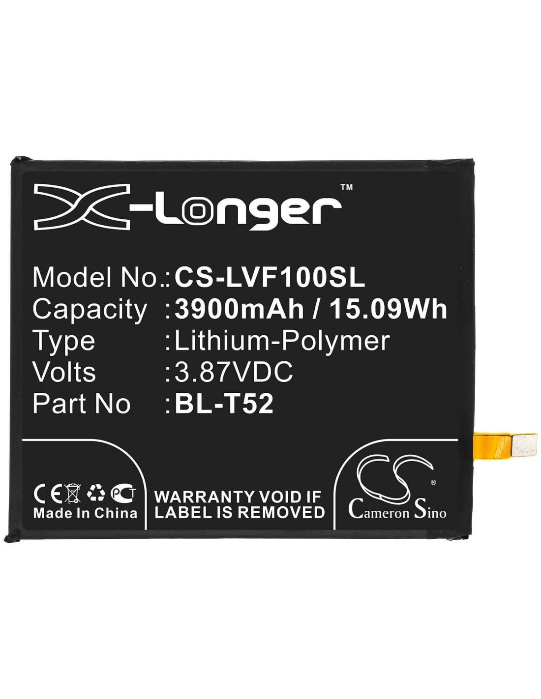 Battery for Lg, F100, F100emw, F100n 3.87V, 3900mAh - 15.09Wh