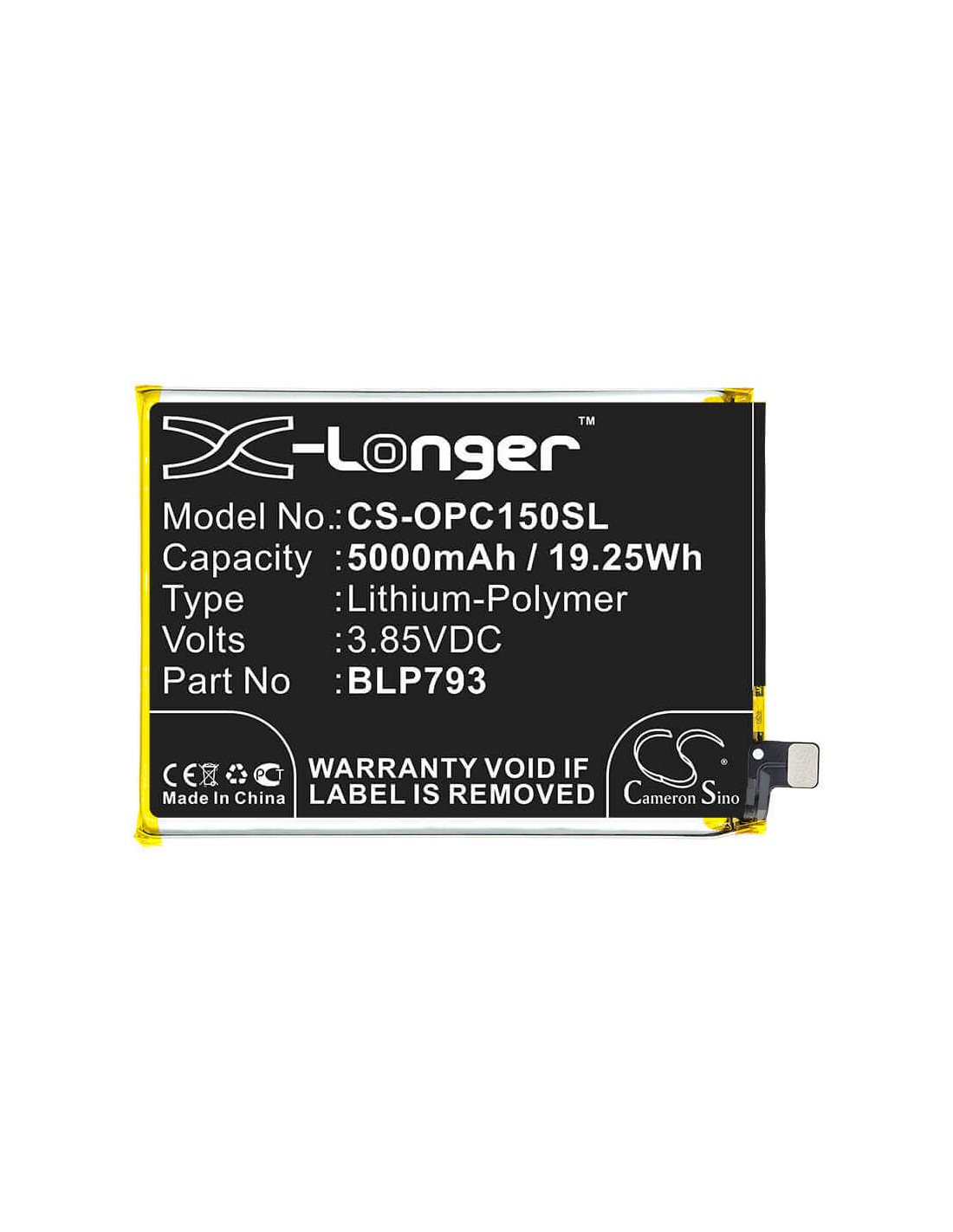 Battery for Oppo, Realme C12, Realme C15, Rmx2186 3.85V, 5000mAh - 19.25Wh